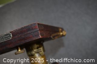 Vintage Adjustable Wood  and Brass Tripod-Crown Compact Stand