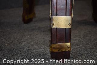 Vintage Adjustable Wood  and Brass Tripod-Crown Compact Stand