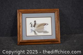 Framed Signed Duck - 12in x 10in