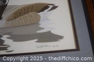 Framed Signed Duck - 12in x 10in