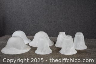 7 Frosted Lamp Shades-3 large, 4 small