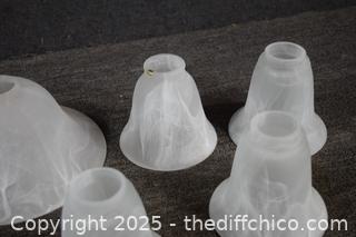 7 Frosted Lamp Shades-3 large, 4 small