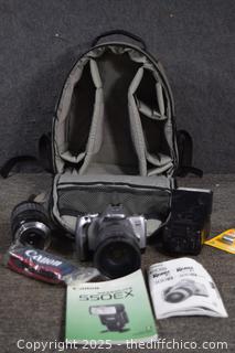Canon EOS Rebel 7i plus camera backpack