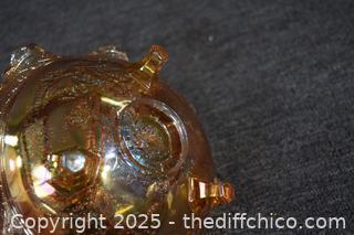 Vintage Imperial Footed Marigold Carnival Glass Bowl