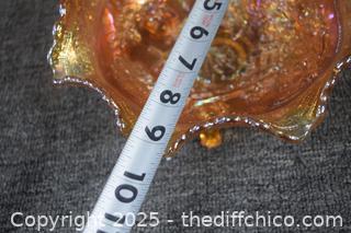 Vintage Imperial Footed Marigold Carnival Glass Bowl