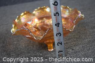 Vintage Imperial Footed Marigold Carnival Glass Bowl