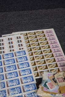 Vintage Sheet of Stamps and More