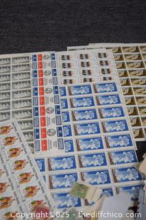 Vintage Sheet of Stamps and More
