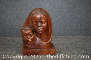 Mother and Child Wood Carving