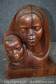 Mother and Child Wood Carving