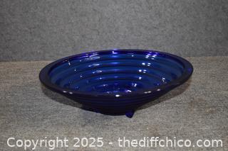 Footed Cobalt Blue Glass Bowl
