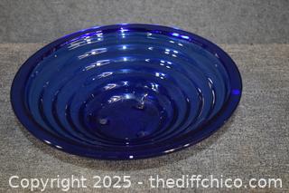 Footed Cobalt Blue Glass Bowl