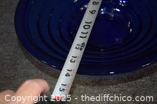 Footed Cobalt Blue Glass Bowl