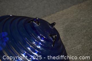 Footed Cobalt Blue Glass Bowl