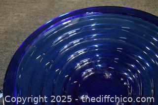 Footed Cobalt Blue Glass Bowl