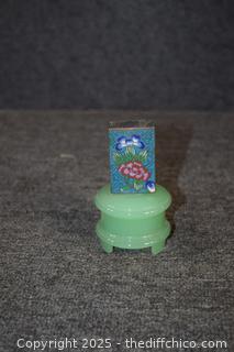 Vintage Jadeite and Cloisonné Match Box Holder