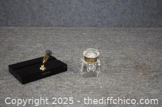 Vintage Ink Well plus Pen Holder
