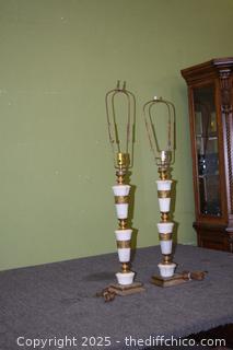 2 Vintage Marble Base Lamps