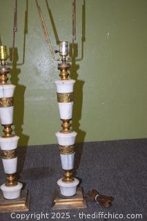 2 Vintage Marble Base Lamps