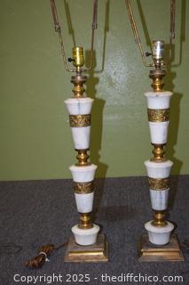 2 Vintage Marble Base Lamps