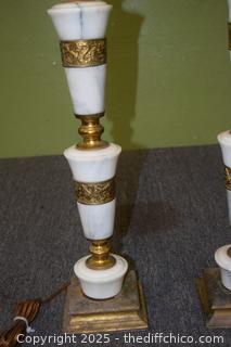 2 Vintage Marble Base Lamps
