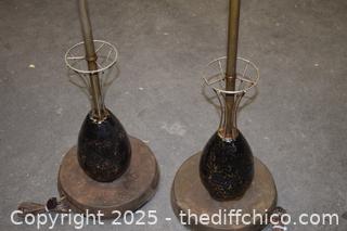2 Vintage Floor Lamps-untested - 11in dia x 53in