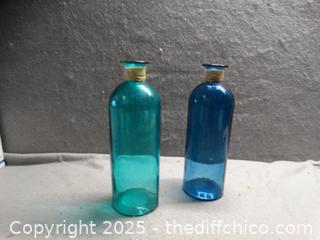 2 Glass Decorative Bottles