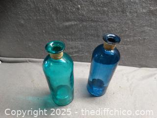 2 Glass Decorative Bottles