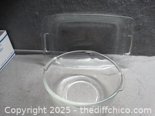 Glass Bowl and Pyrex Baking Dish