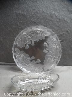 Glass Platter And Olive Dish