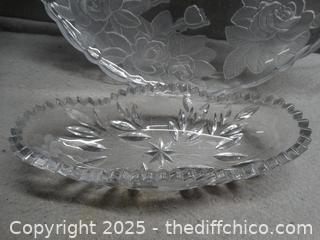Glass Platter And Olive Dish