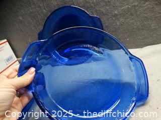 3 Anchor Pie Dishes Blue 9 "