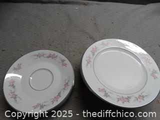 3 Saucers 8 Dessert Plates Pageant Diamond China