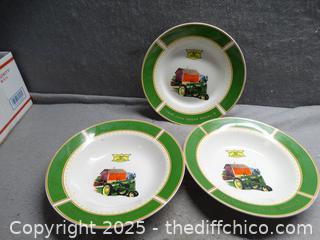 Vintage John Deere Dinner Set Pieces  2 Bowls And 1 Plate