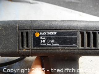 Black & Decker 3/8 Drill  Untested