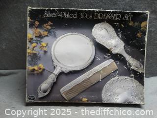 Silver Plated 3 piece Dresser Set 