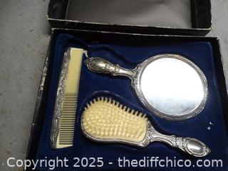 Silver Plated 3 piece Dresser Set 