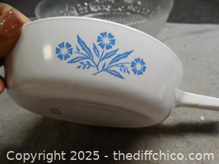 Large Glass Bowl & 1 Corning ware pan 