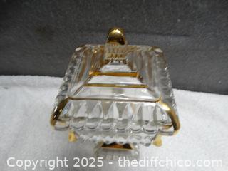 Antique Jeanette Glass Square Pedestal Candy Dish 