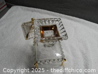 Antique Jeanette Glass Square Pedestal Candy Dish 