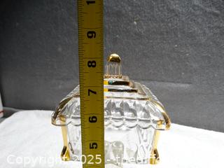 Antique Jeanette Glass Square Pedestal Candy Dish 