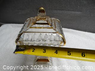 Antique Jeanette Glass Square Pedestal Candy Dish 