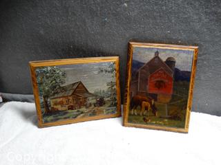 2 Wood Pictures 8 1/2" x 6 1/2"