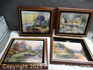 Set Of 4 Thomas Kinkade Pictures / Paintings