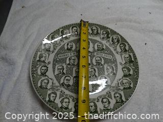 Our Nation's President Plate ( Kettle Springs Kilns)