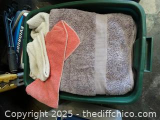 Green Tub Of Towels 