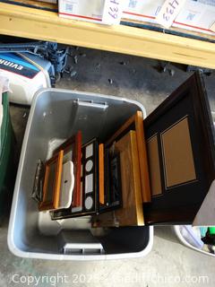 Gray Tub Of Picture Frames 