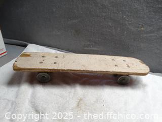 Vintage Orginal 1960's Wood Metal Wheeled Skateboard 