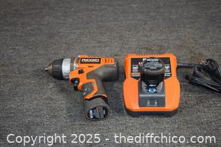 Ridgid Drill, 12v Battery plus Charger