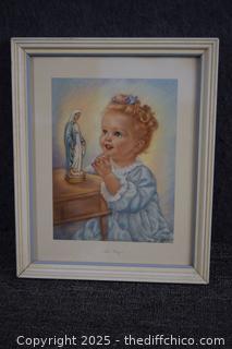 Framed Vintage "Her Prayer"-9in x 11in
